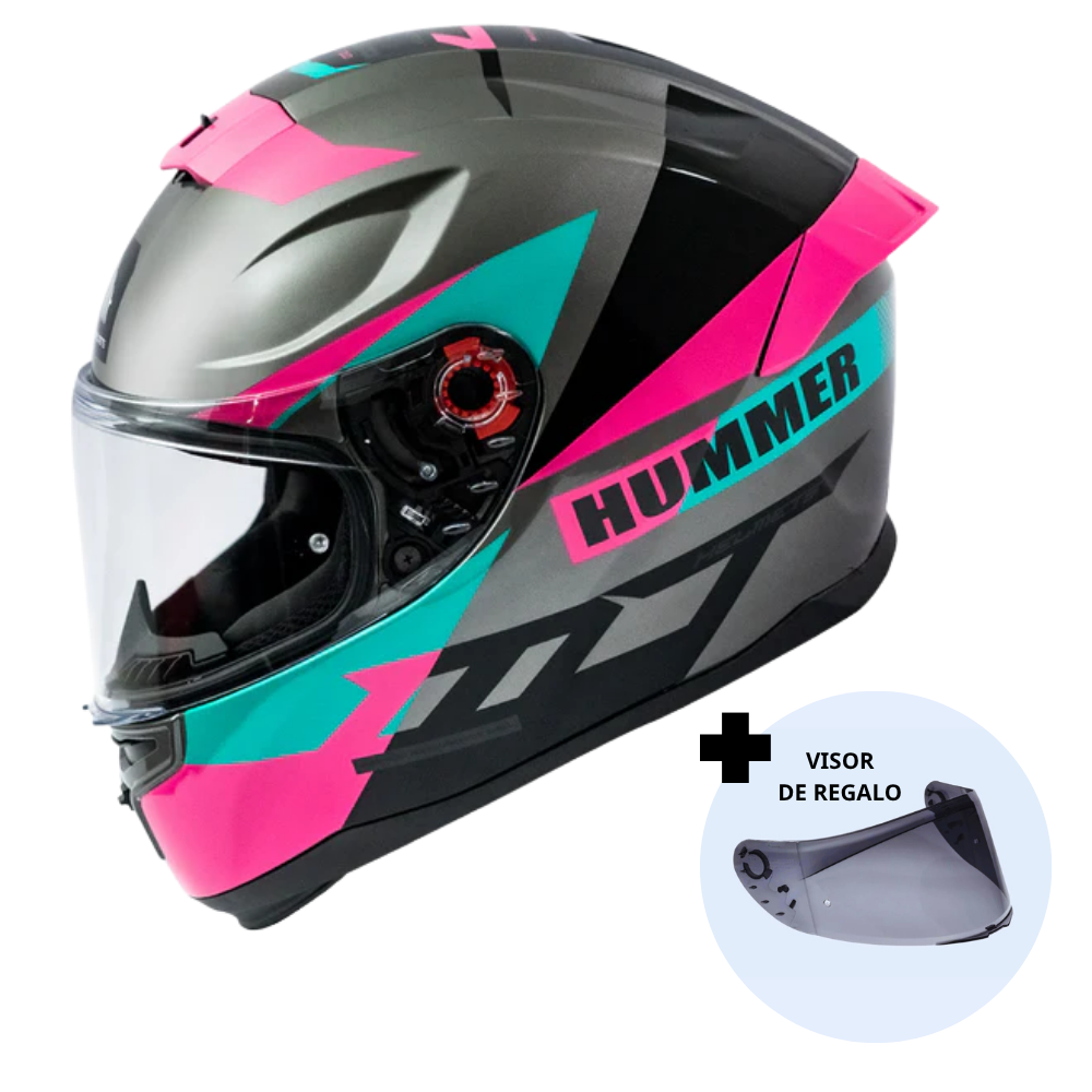Casco de Moto MT Helmets Hummer Quo C9 Rosa Brillo + Pantalla Dark – Bikesport Chile