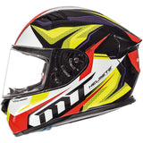 Casco moto amarillo rojo lado