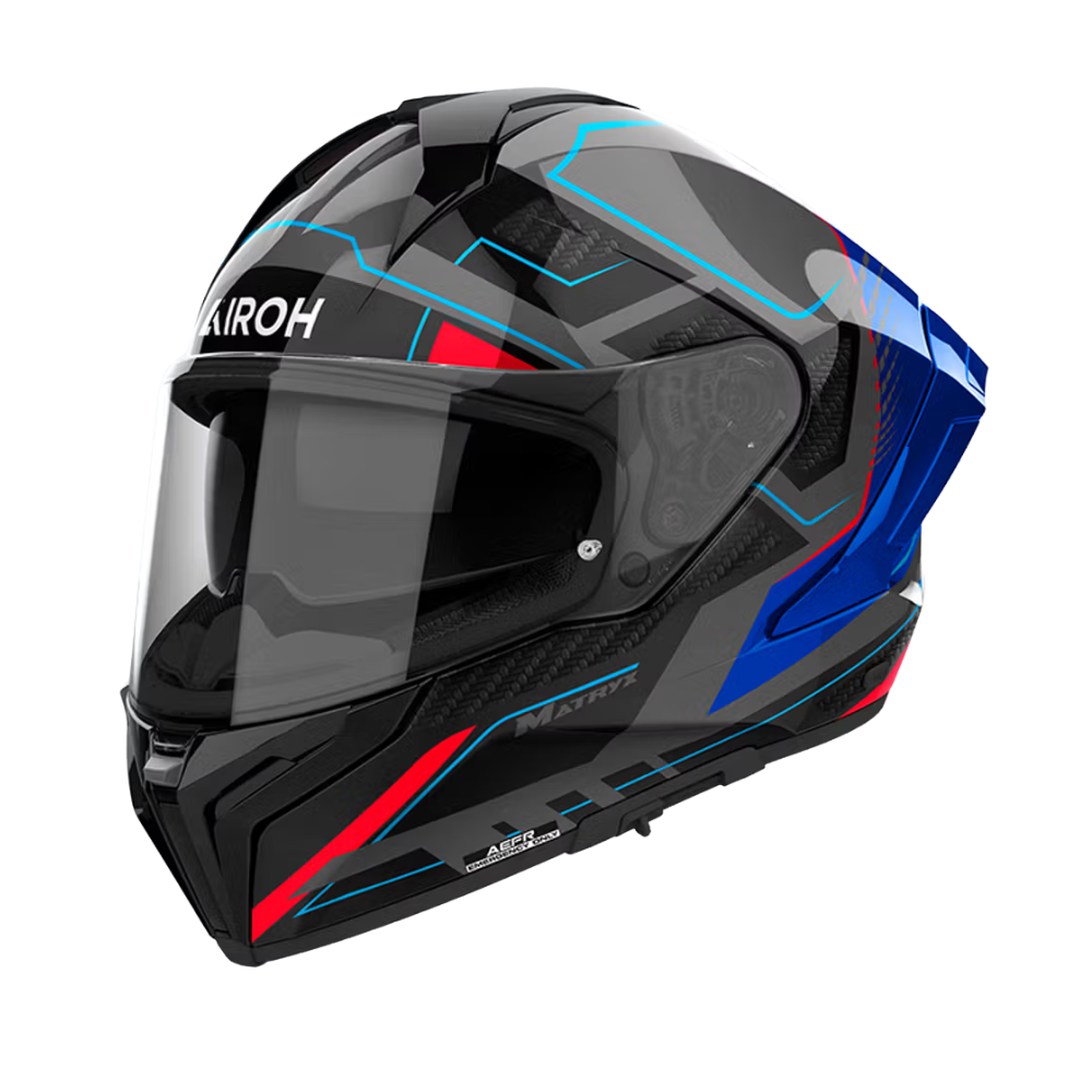 Casco Airoh Matryx Rocket Azul/Rojo Brillo - S