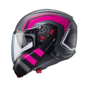 Casco de Moto Abatible CABERG HORUS X ROAD MATT GUN METAL/BLACK/FUCSIA