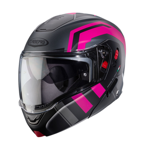 Casco de Moto Abatible CABERG HORUS X ROAD MATT GUN METAL/BLACK/FUCSIA