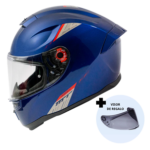 Casco de Moto MT Helmets Hummer Solid A7 Azul Brillo + Pantalla Dark