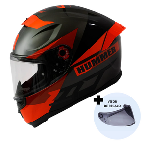 Casco de Moto MT Helmets Hummer Quo B5 Rojo Brillo + Pantalla Dark