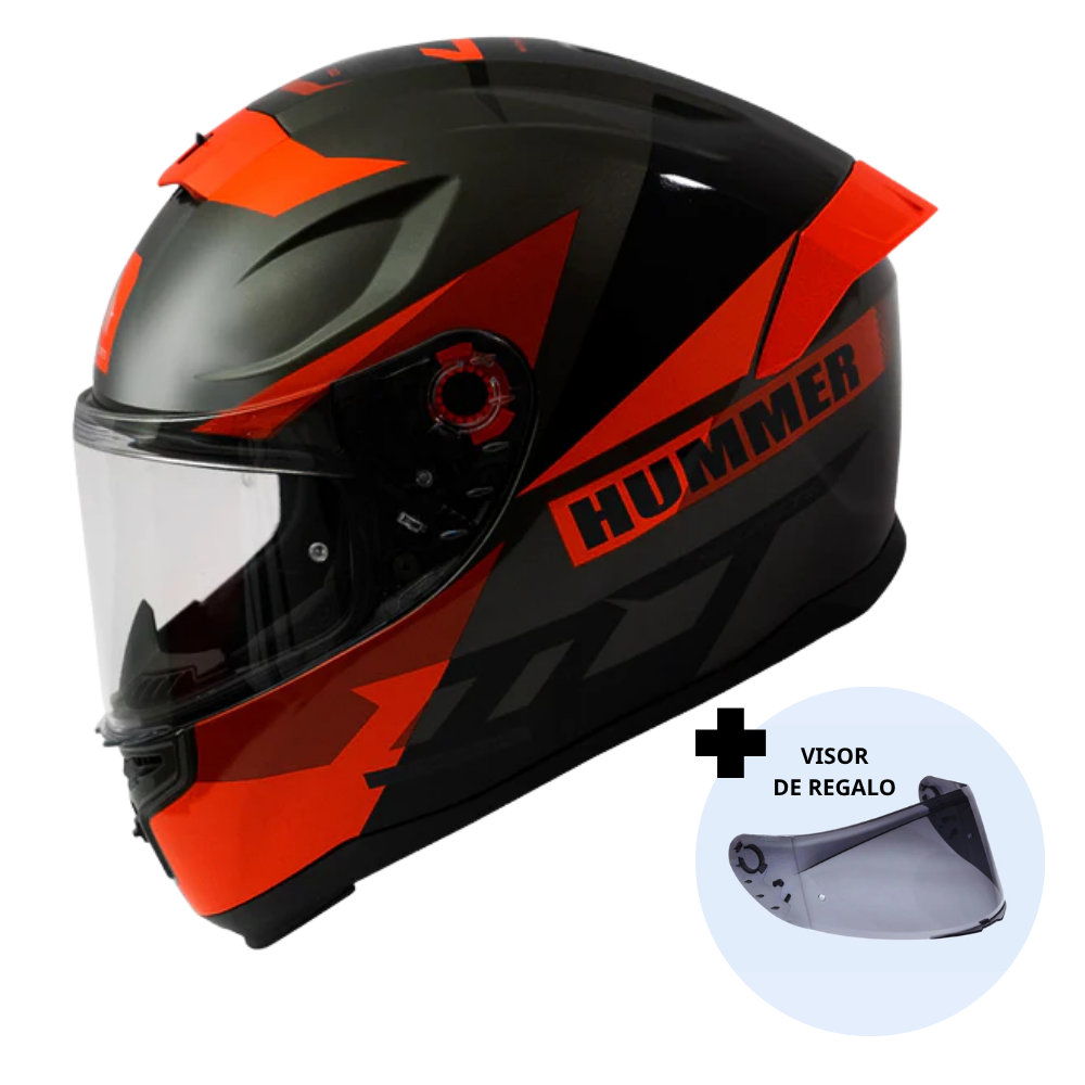 Casco de Moto MT Helmets Hummer Quo B5 Rojo Brillo + Pantalla Dark - S