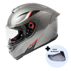 Casco de Moto MT Helmets Hummer Solid A2 Titanium Brillo + Pantalla Dark