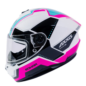 Casco de Moto Axxis Draken S Sonar A8 Rosa Fluor Brillo