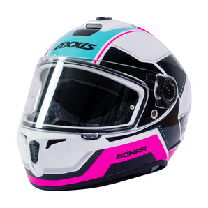 Casco de Moto Axxis Draken S Sonar A8 Rosa Fluor Brillo