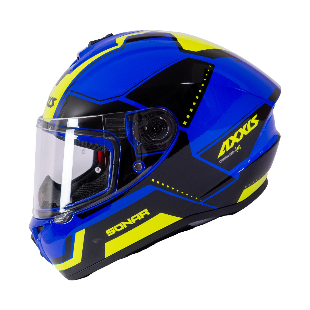 Casco de Moto Axxis Draken S Sonar E7 Azul Brillo - S