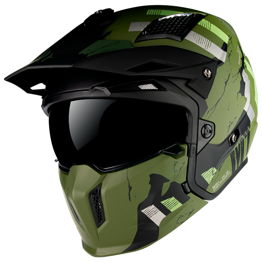 Casco de Moto Mt Helmets StreetFighter SV Skull A16 Verde Mate - M