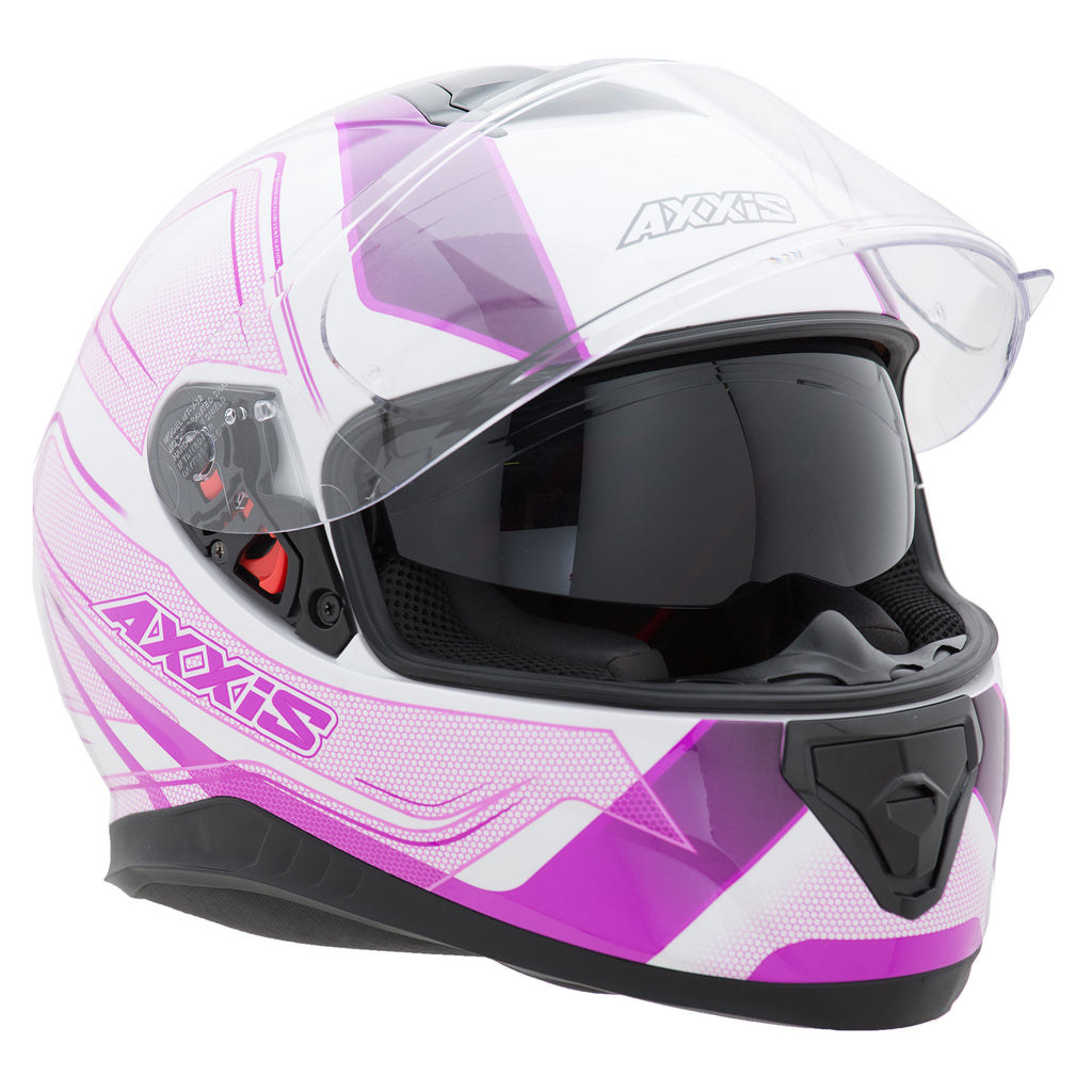 Casco de Moto Axxis Thunder 3 Trace, Blanco/ Purpura