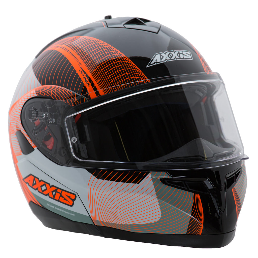 Casco de Moto Axxis Optimus Spirit, Negro/ Blanco/ Naranja