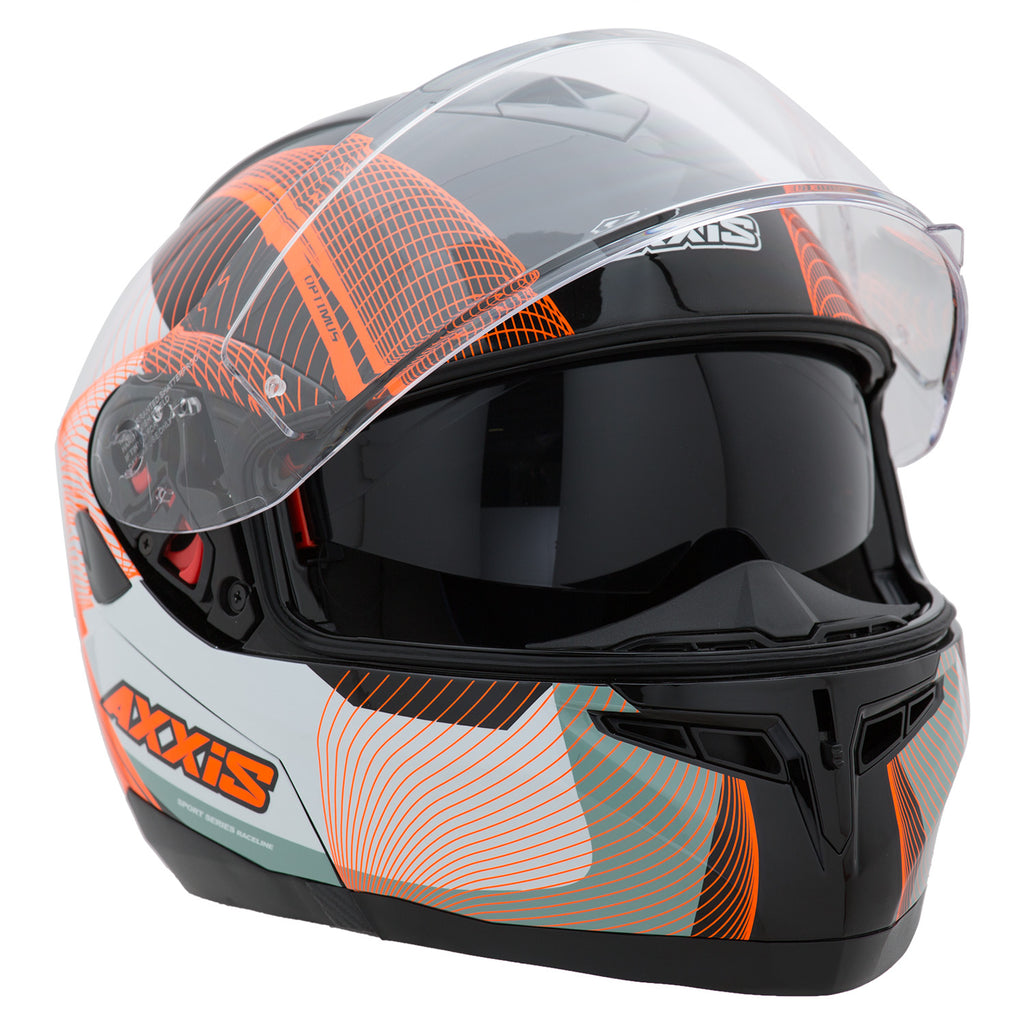 Casco de Moto Axxis Optimus Spirit, Negro/ Blanco/ Naranja