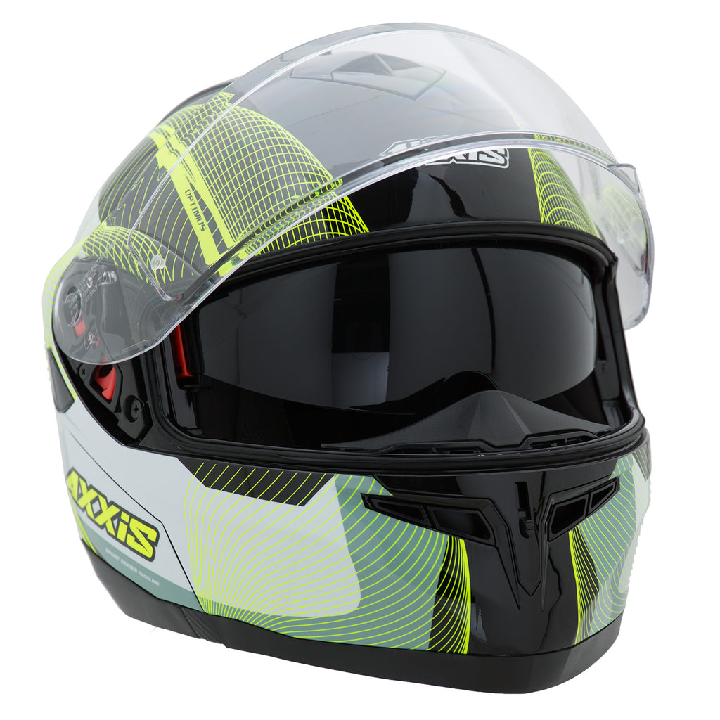 Casco de Moto Axxis Optimus Spirit, Negro/Blanco/Amarillo