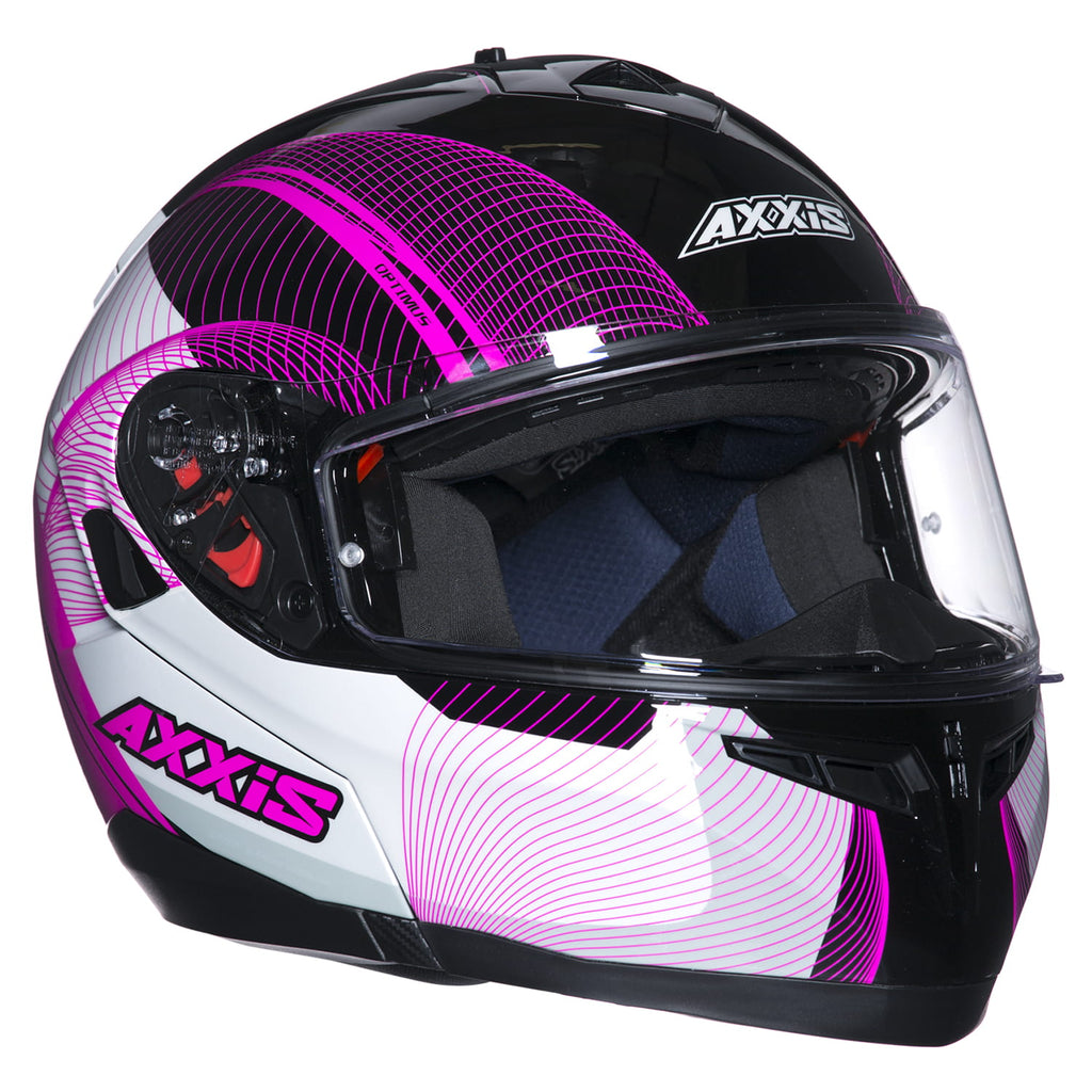 Casco de Moto Axxis Optimus Spirit, Negro/ Blanco/ Violeta