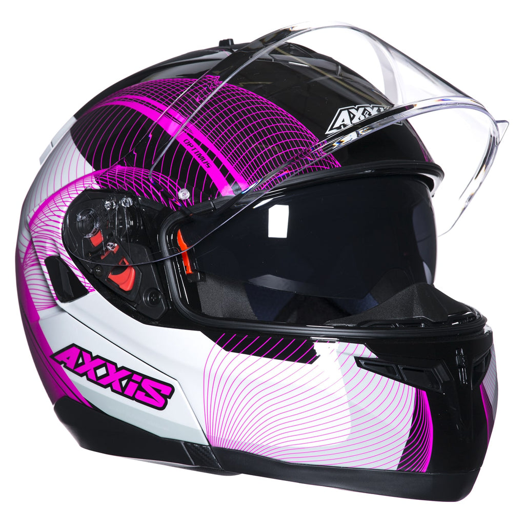 Casco de Moto Axxis Optimus Spirit, Negro/ Blanco/ Violeta