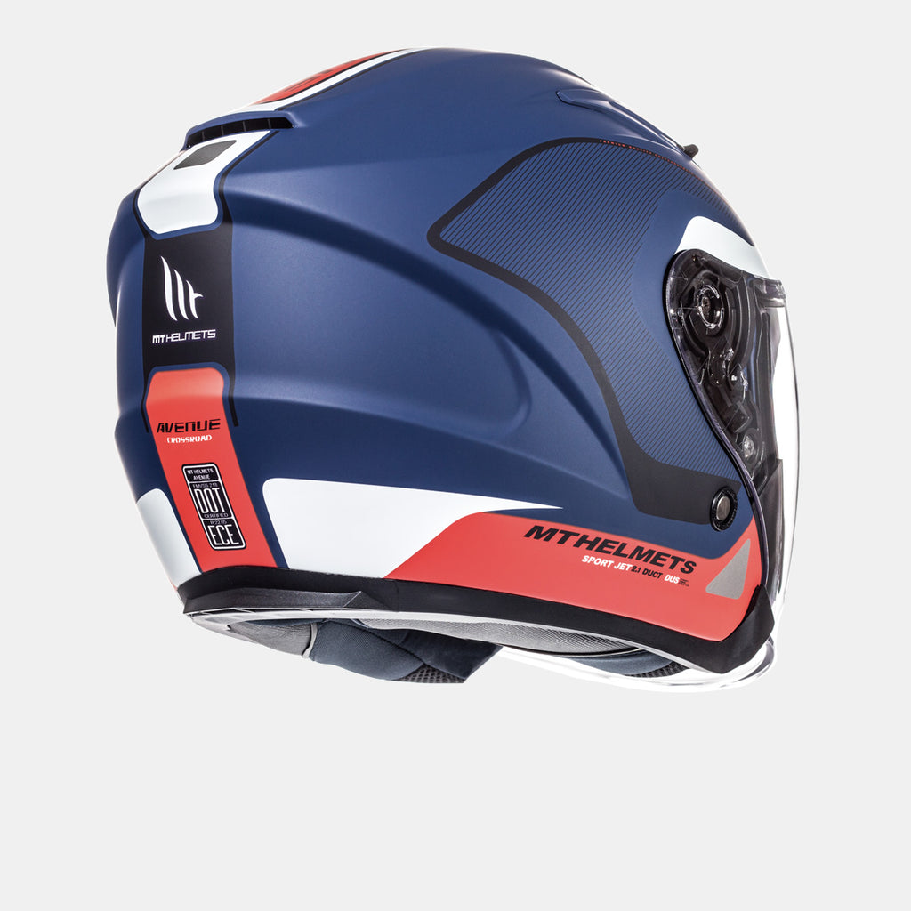 Casco de Moto MT Helmets Avenue SV "CrossRoad"  Azul/ Blanco/ Rojo Mate