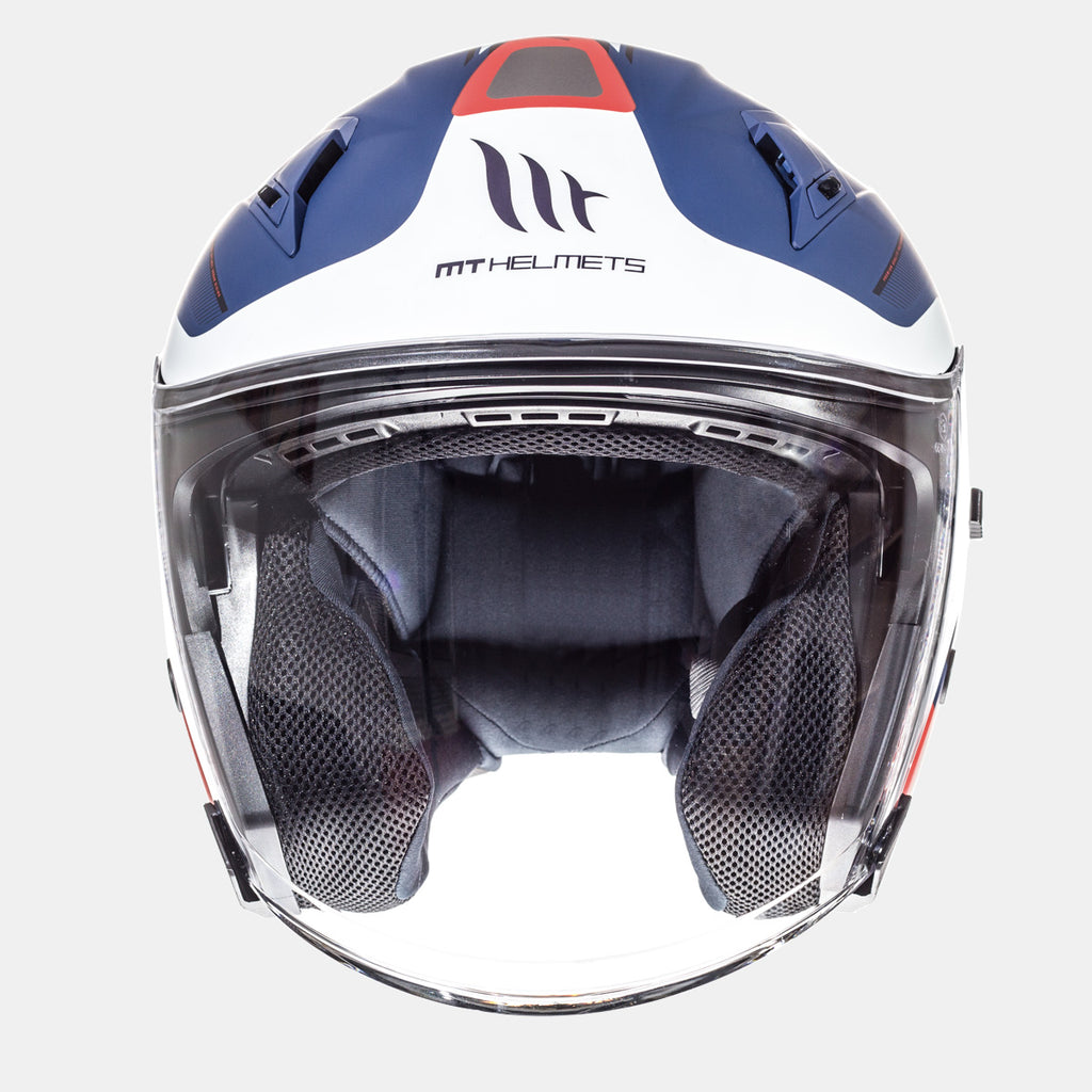 Casco de Moto MT Helmets Avenue SV "CrossRoad"  Azul/ Blanco/ Rojo Mate