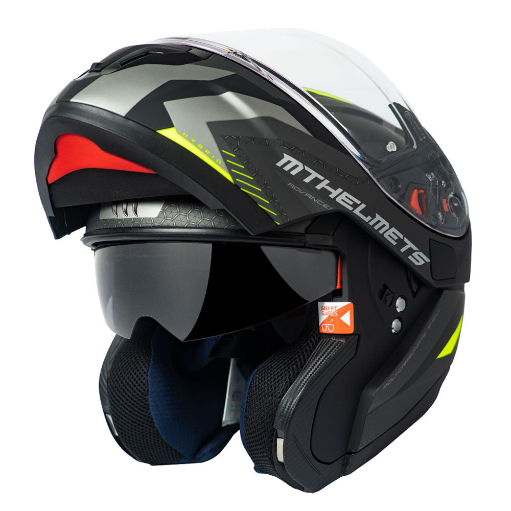 Casco de Moto MT Helmets - ATOM SV Híbrido Amarillo Fluor Antiemp – Bikesport Chile