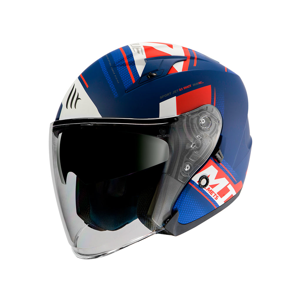 Casco moto azul