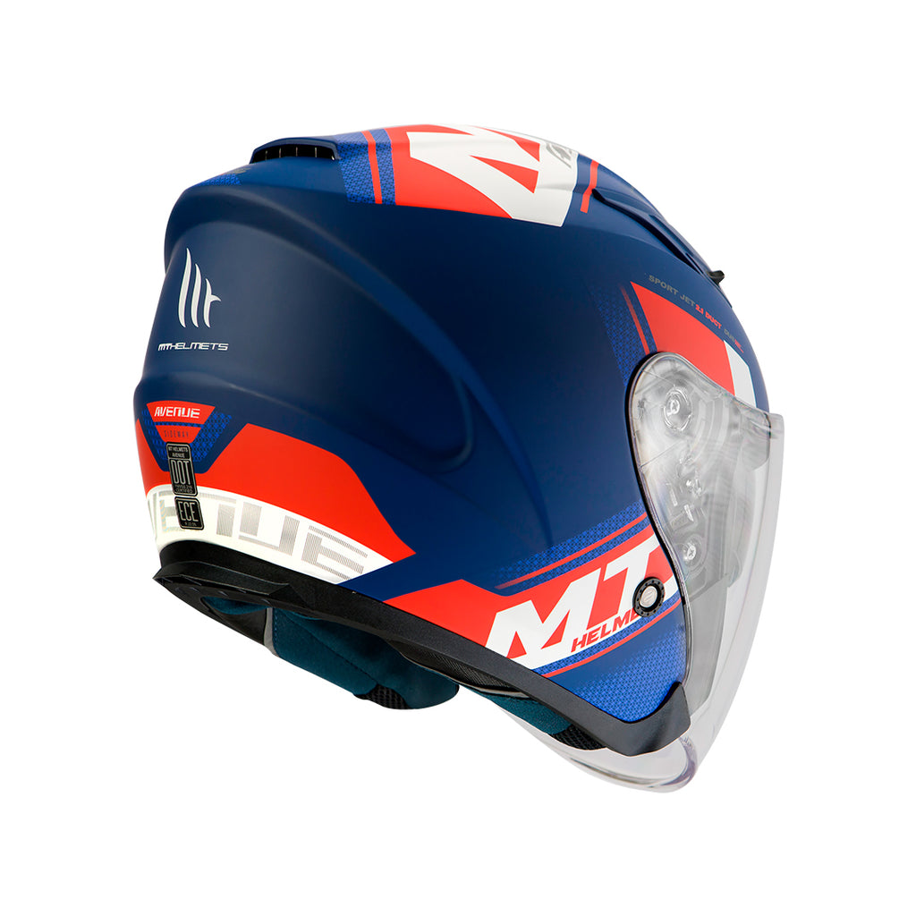 Casco moto azul atrás