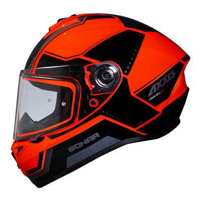 Casco de Moto Axxis Draken S Sonar C5 Rojo Fluor Brillo