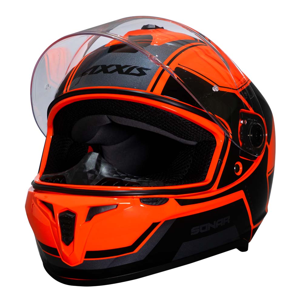 Casco de Moto Axxis Draken S Sonar C5 Rojo Fluor Brillo