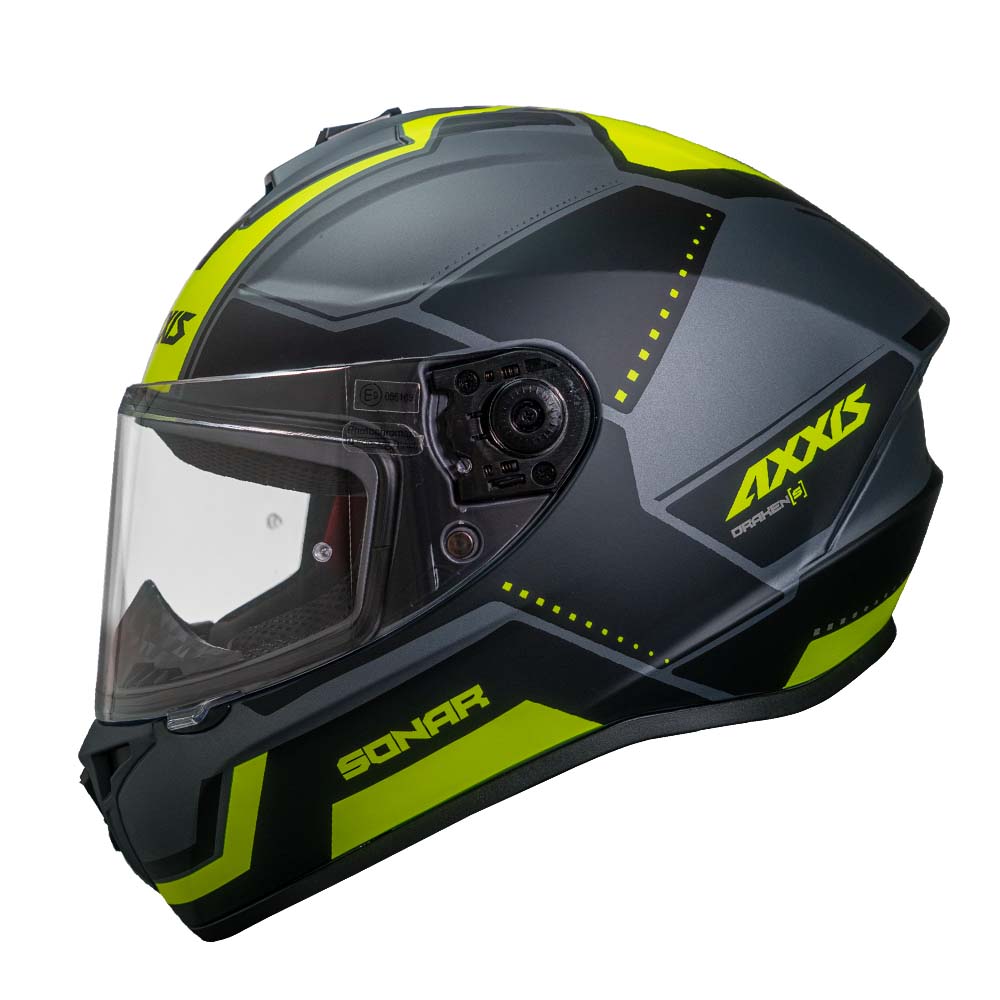 Casco de Moto Axxis Draken S Sonar D3 Amarillo Fluor Mate - M