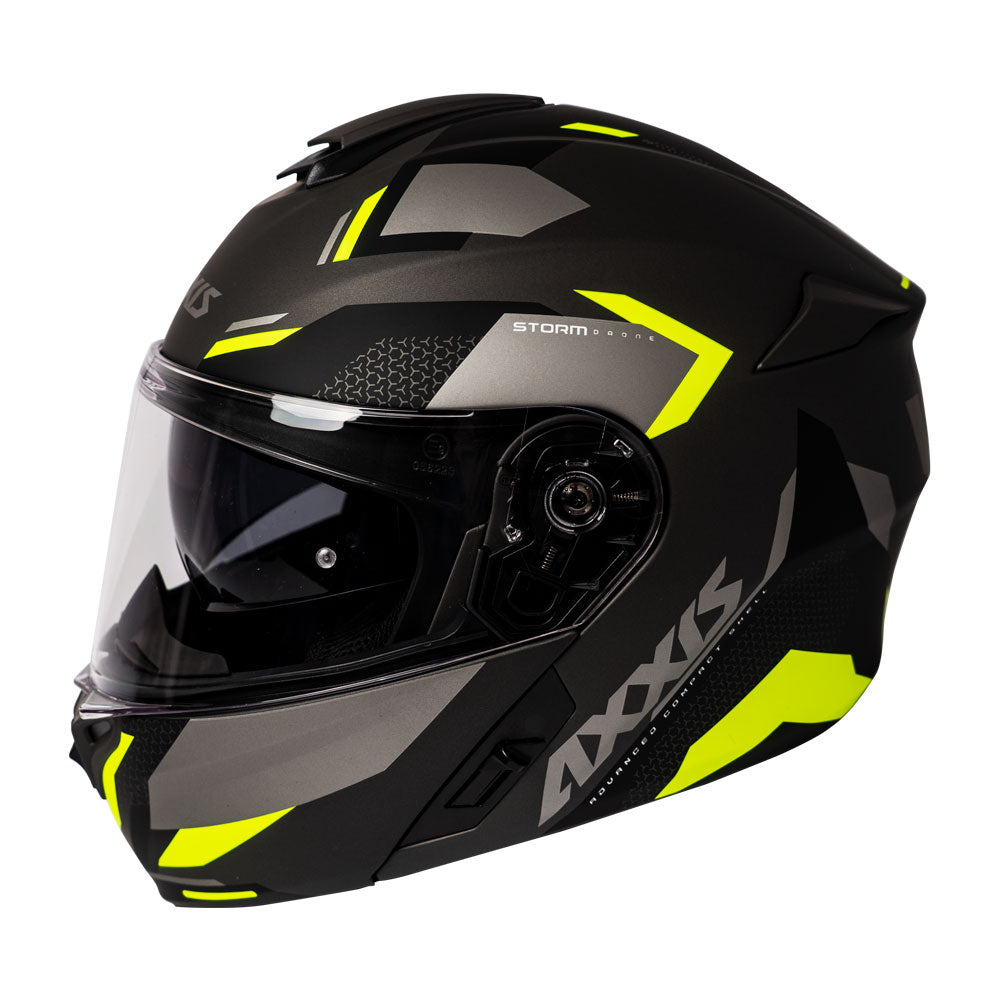 Casco de Moto Axxis Storm Drone D3 Amarillo Fluor - S