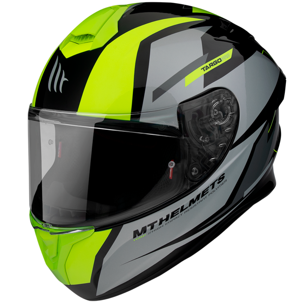 Casco de Moto MT Helmets Targo Pro Sound A3 Amarillo Fluor Brillo - S