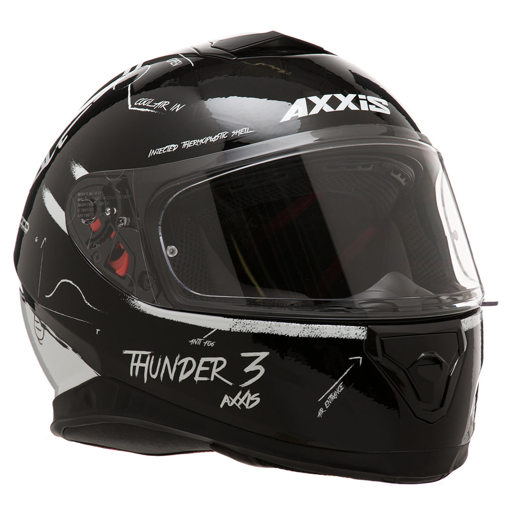 Casco de Moto Axxis Thunder 3 Board, Negro/ Blanco