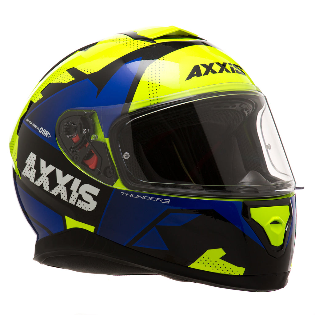 Casco de moto Axxis Thunder 3 Torn, Azul/ Amarillo