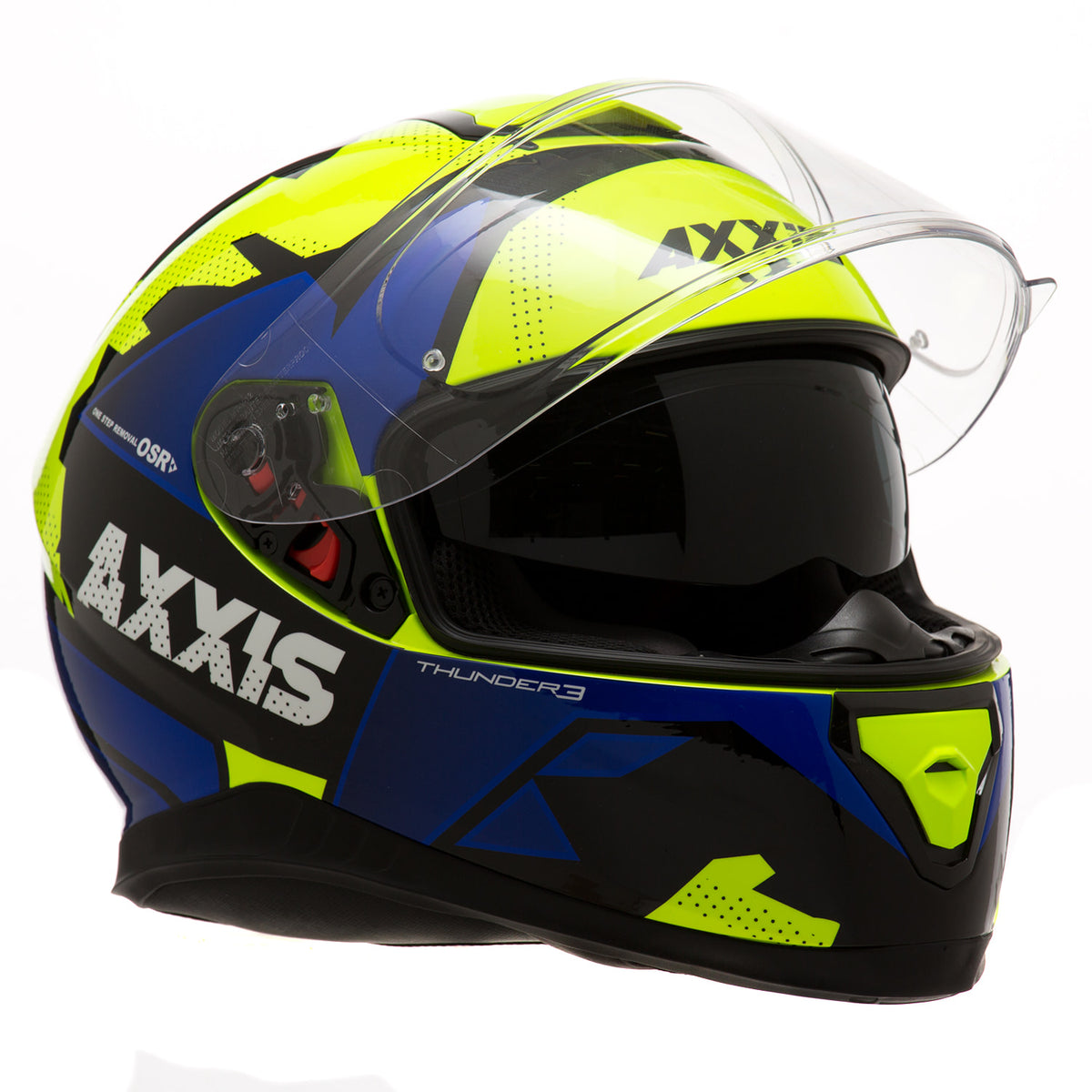 Casco de moto Axxis Thunder 3 Torn, Azul/ Amarillo - XS