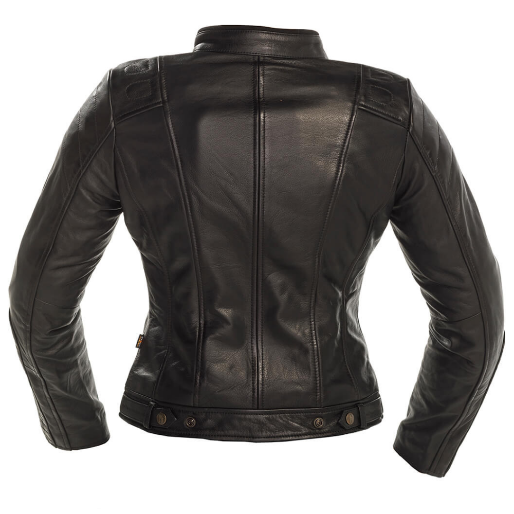 chaqueta moto cuero mujer negra