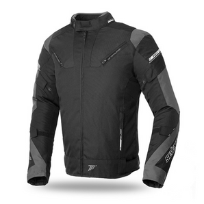 chaqueta moto hombre negro gris