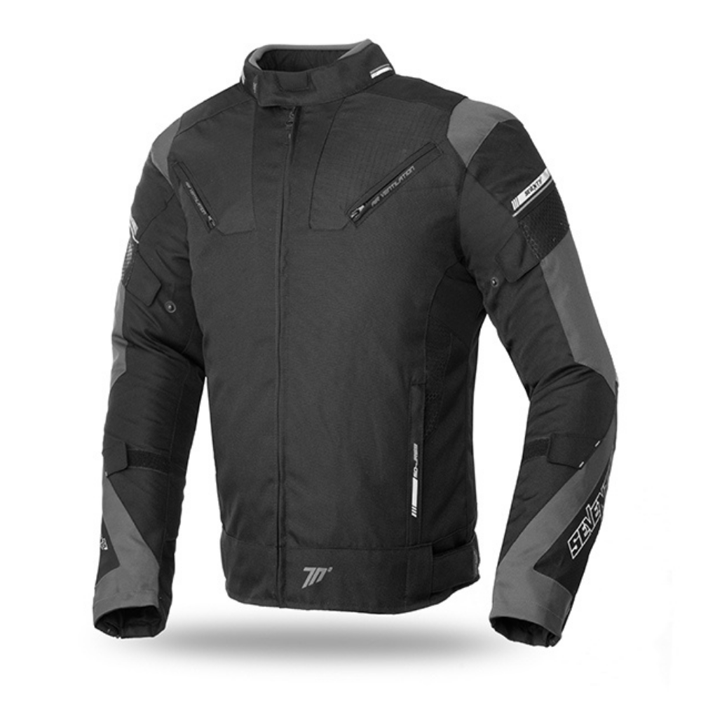 chaqueta moto hombre negro gris