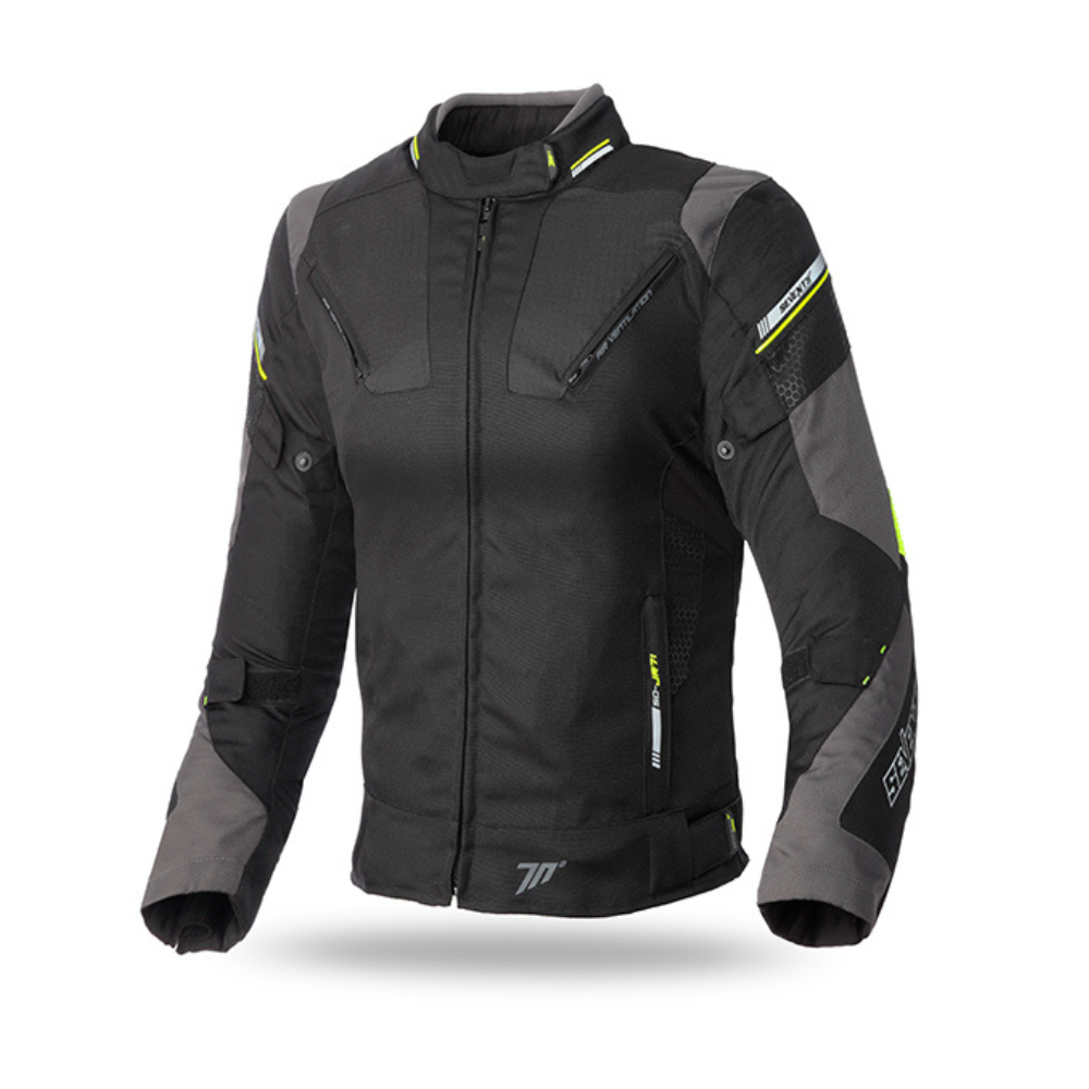Chaqueta para Moto Mujer Seventy SD-JR71 Invierno Racing Negra/Amarillo Fluor - XS