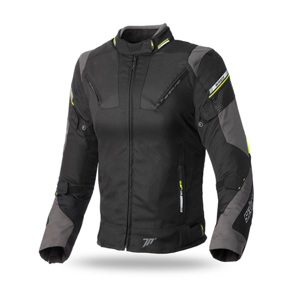 Chaqueta para Moto Mujer Seventy SD-JR71 Invierno Racing Negra/Amarillo Fluor