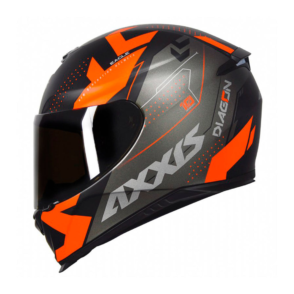 PROMO Casco Axxis Eagle SV Diagon B4 Naranjo + Mica transparente