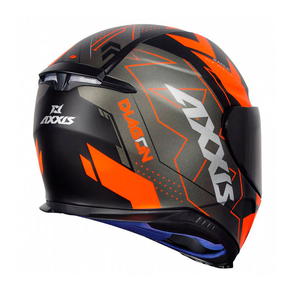 PROMO Casco Axxis Eagle SV Diagon B4 Naranjo + Mica transparente