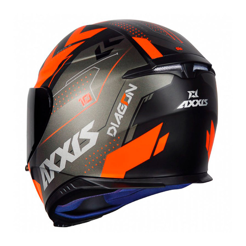 PROMO Casco Axxis Eagle SV Diagon B4 Naranjo + Mica transparente