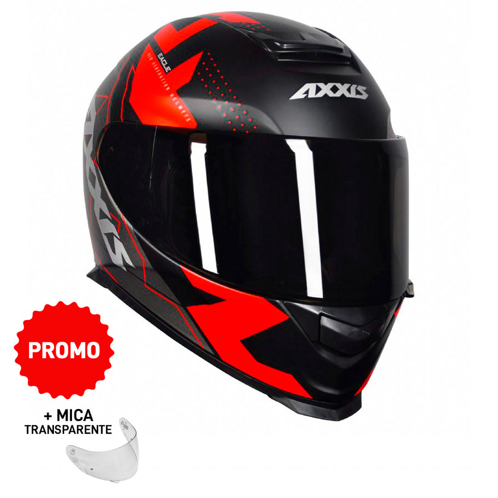 PROMO Casco Axxis Eagle SV Diagon B5 Rojo + Mica transparente