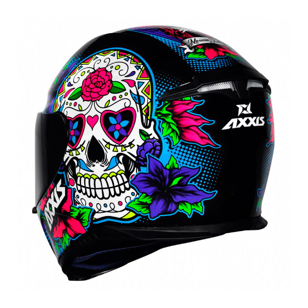 Casco de Moto Axxis Eagle SV Mexican Skull A1 Negro