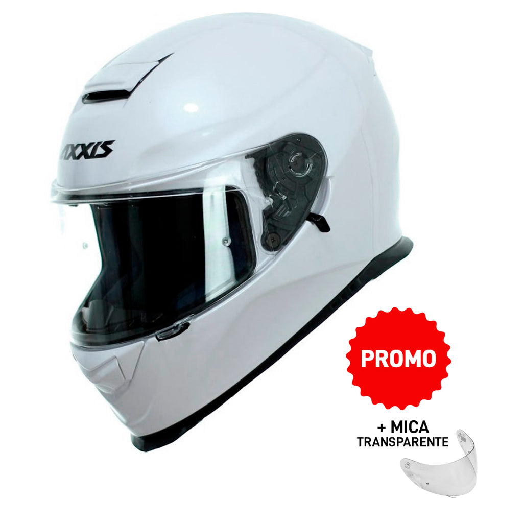 PROMO Casco Axxis Eagle SV Solid A0 Blanco + Mica transparente