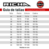 tallas chaqueta moto cuero hombre