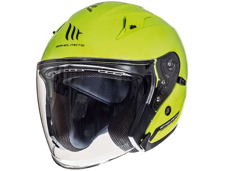 Casco de Moto MT Helmets Avenue SV Solid Amarillo Fluor Brillo Bikesport Chile