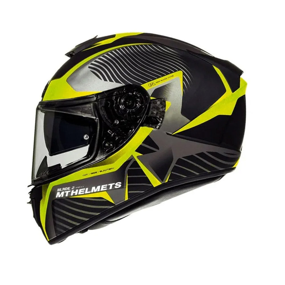 Casco de Moto MT Blade 2sv Blaster B4 Negro amarillo fluor mate Bikesport Chile
