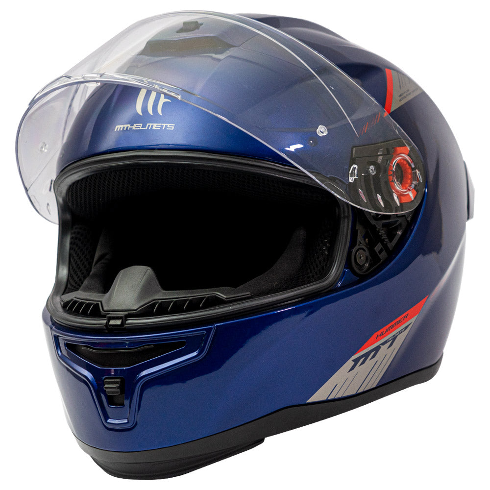 casco moto azul