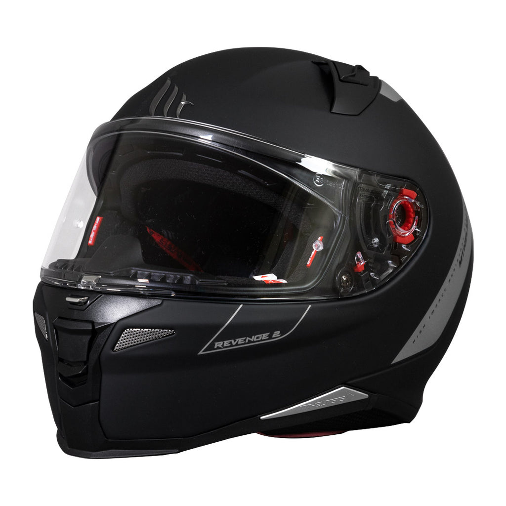 Casco de Moto MT Helmets Revenge 2 Solid A1 Negro Mate+ Mica Dark de regalo