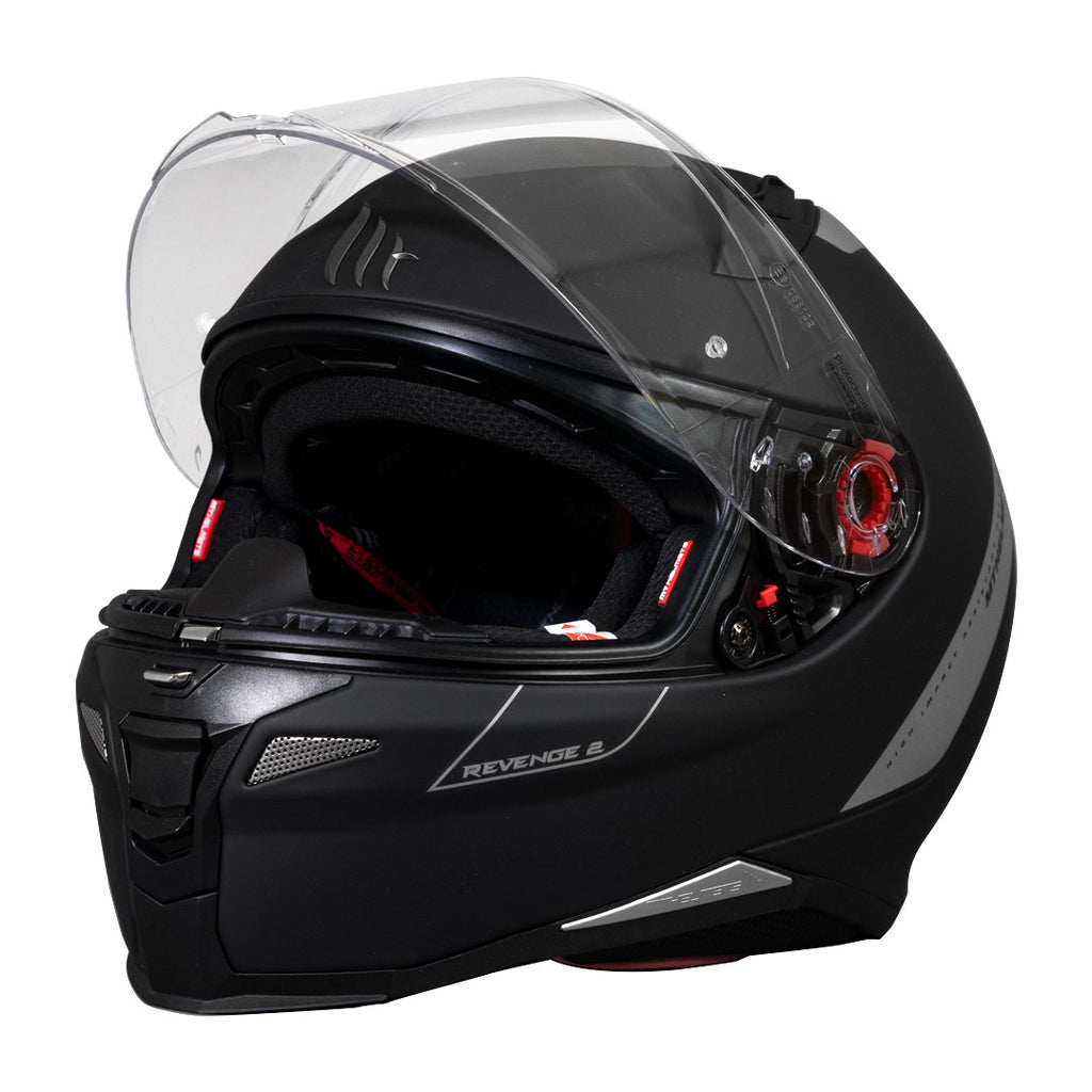 Casco de Moto MT Helmets Revenge 2 Solid A1 Negro Mate+ Mica Dark de regalo