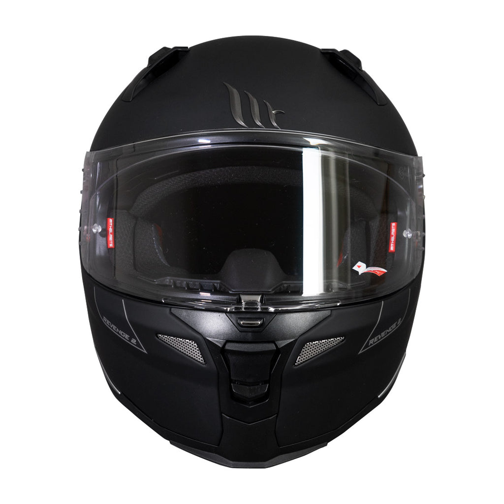 Casco de Moto MT Helmets Revenge 2 Solid A1 Negro Mate+ Mica Dark de regalo